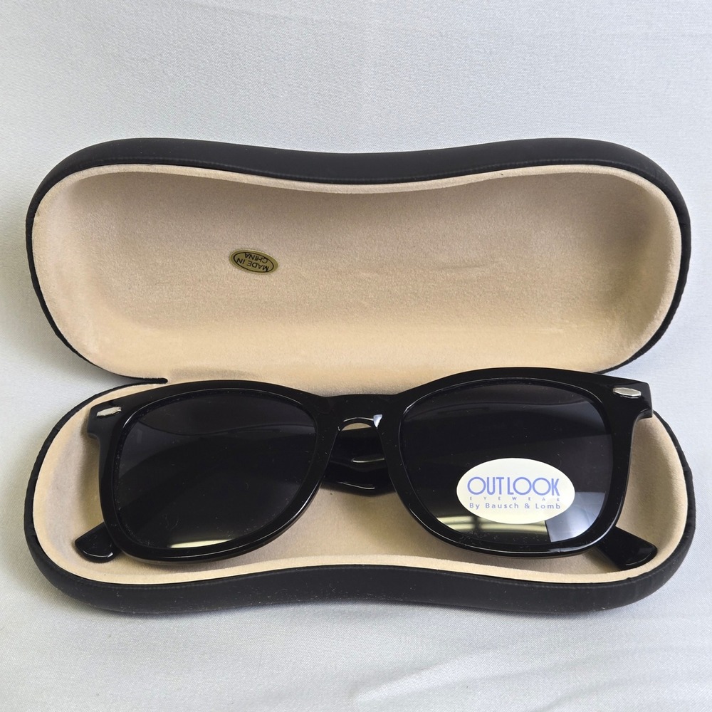 Outlook Eyewear By Bausch & Lomb Sunglasses & Hard Case Black Unisex Vintage 90s